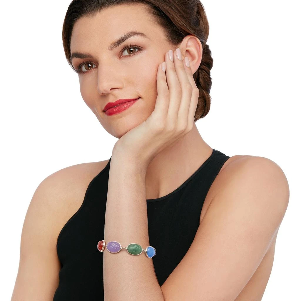 商品Ross-Simons|Ross-Simons Multicolored Jade Scarab Bracelet in Sterling Silver,价格¥1547,第2张图片详细描述