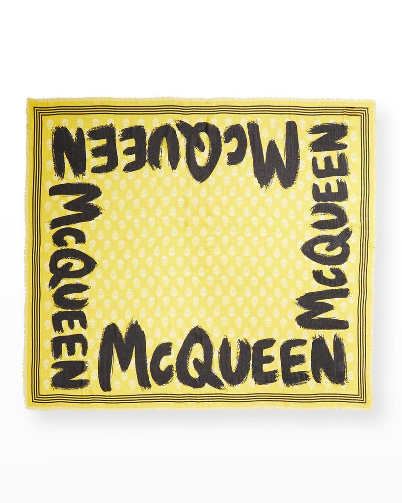 商品Alexander McQueen|Graffiti Logo Skull Biker Scarf,价格¥2137,第4张图片详细描述