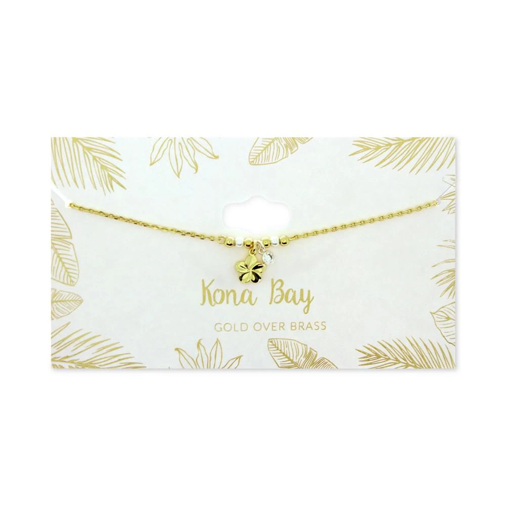 商品Kona Bay|Flower & Crystal Charm Ankle Bracelet in Gold-Plate,价格¥374,第2张图片详细描述