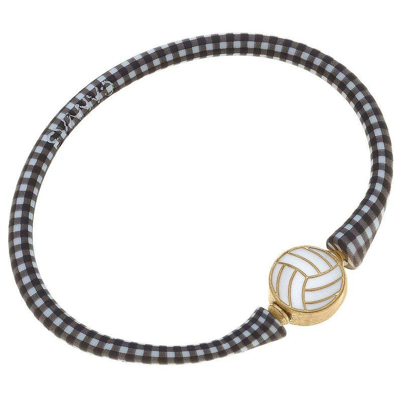 商品Canvas Style|Enamel Volleyball Silicone Bali Bracelet In Black Gingham,价格¥210,第1张图片