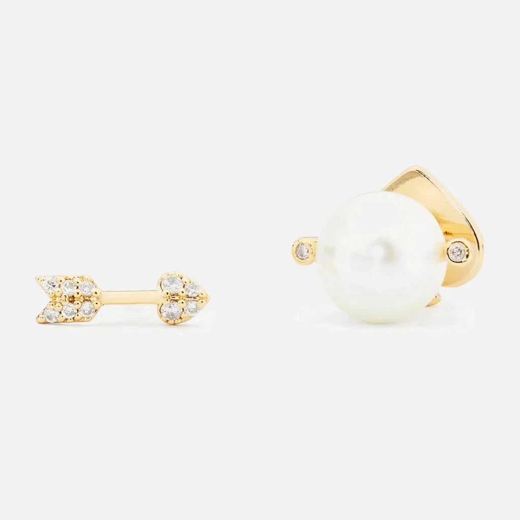 商品Kate Spade|Kate Spade New York Women's Arrow Asymmetrical Studs - Cream/Gold,价格¥222,第1张图片