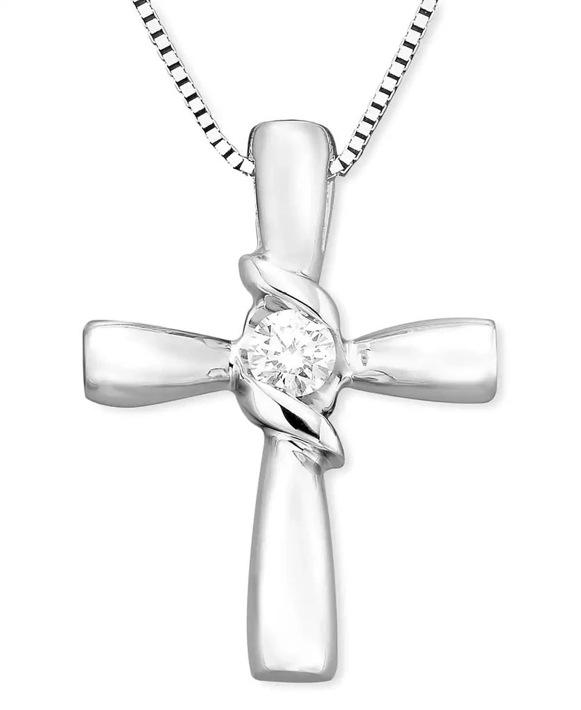 商品Sirena|Diamond Cross Pendant in 14k Yellow or White Gold (1/10 ct. t.w.),价格¥5954,第2张图片详细描述