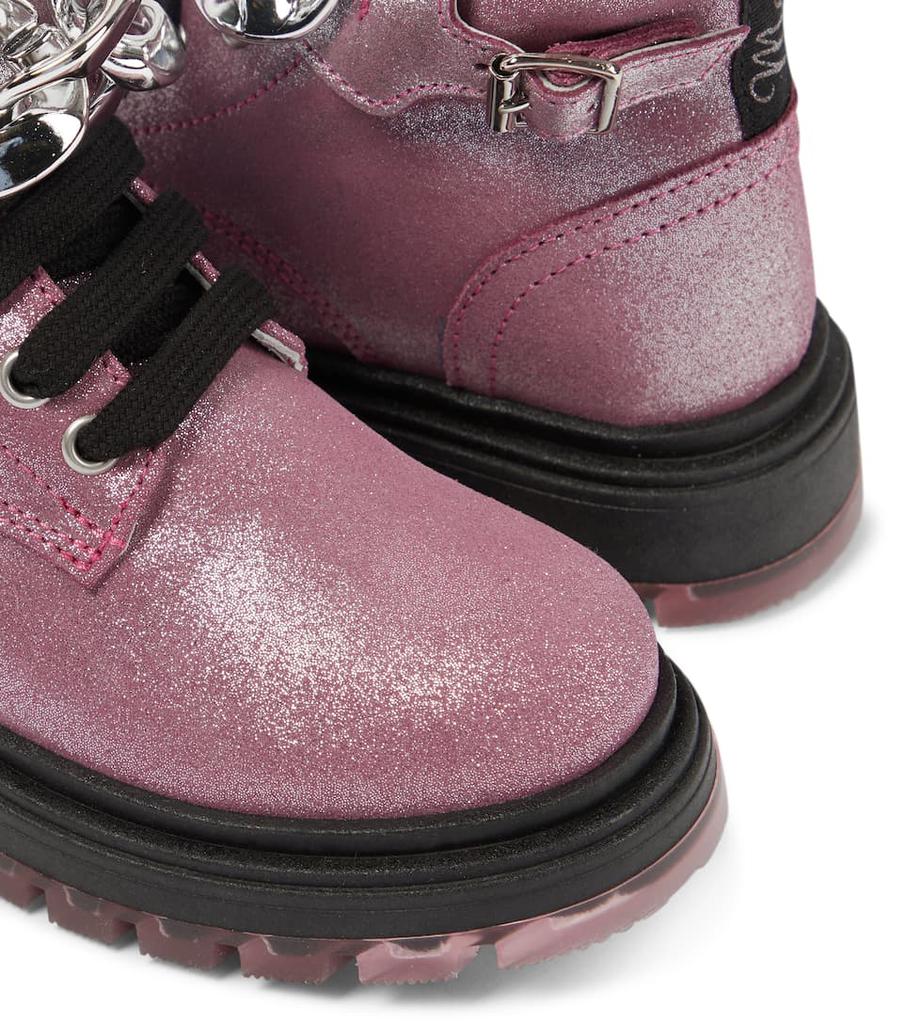 Glitter leather lace-up boots商品第5张图片规格展示