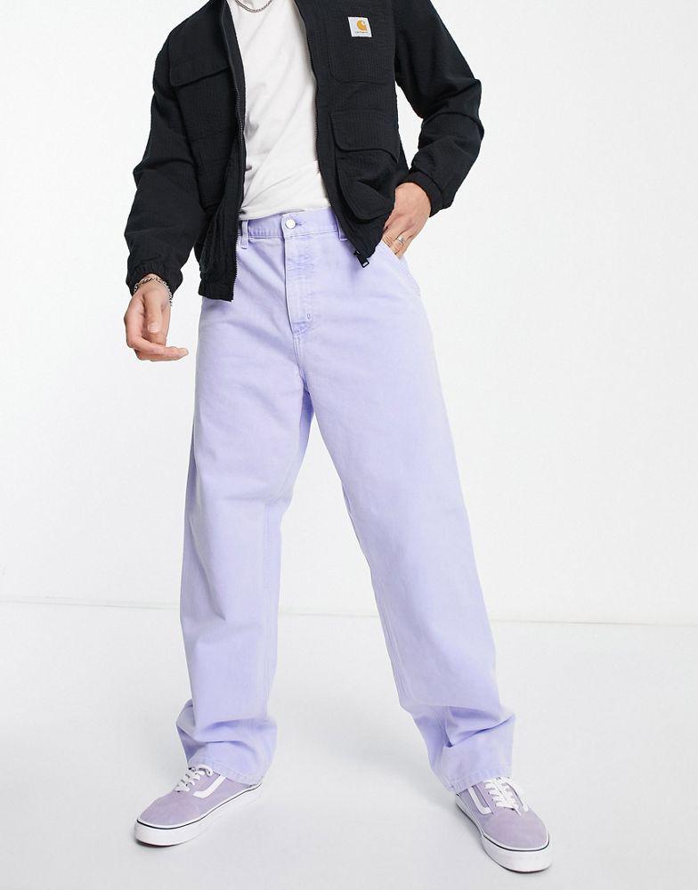 商品Carhartt|Carhartt WIP single knee worker straight leg trousers in washed blue,价格¥786,第1张图片