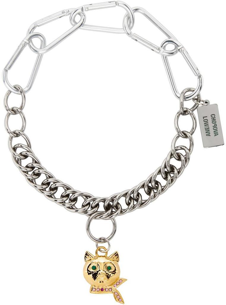 SSENSE Exclusive Silver & Gold Cat Pendant Necklace商品第1张图片规格展示