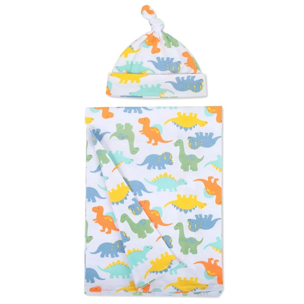 商品Baby Essentials|Baby Boys Soft Dinosaur Print Swaddle Wrap Blanket with Matching Hat, 2 Piece Set,价格¥116,第1张图片