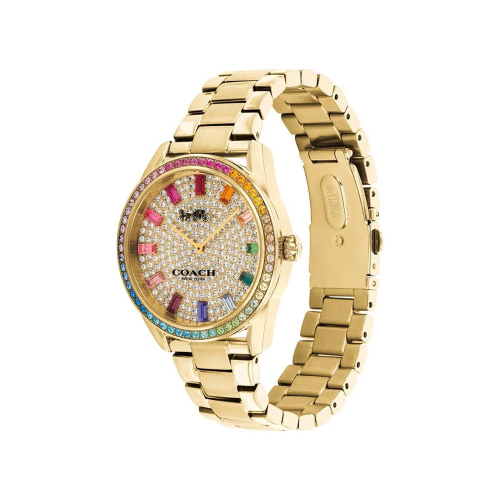 商品Coach|Women's Preston Rainbow Gold-Tone Bracelet Watch,价格¥2964,第3张图片详细描述