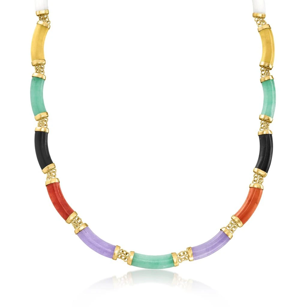 商品Ross-Simons|Multicolored Jade Necklace in 18kt Yellow Gold Over Sterling Silver,价格¥1345,第4张图片详细描述