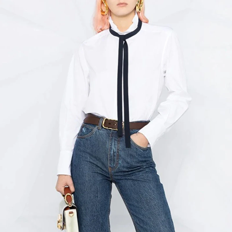 CHLOE 女士白色真丝边饰荷叶边纯棉府绸衬衫 C21SHT11-044-101 商品