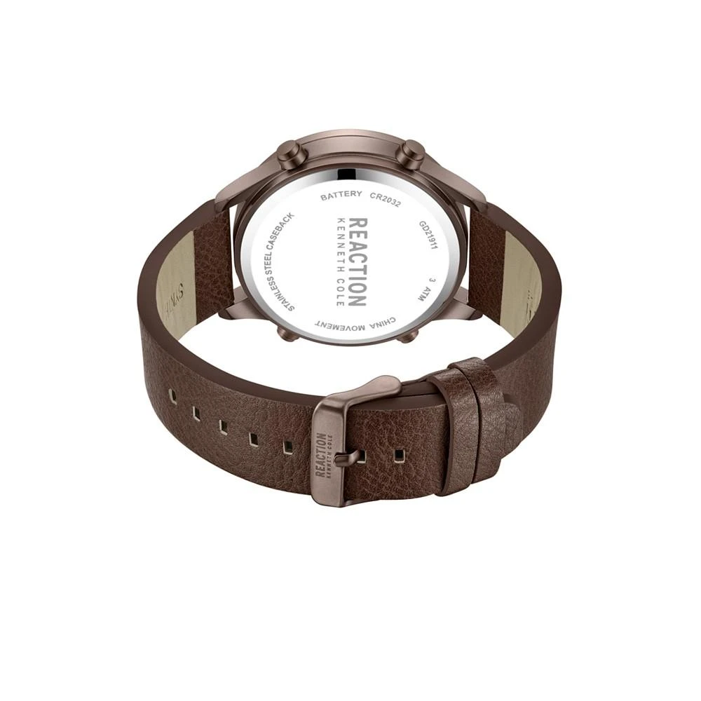 商品Kenneth Cole|Men's Digital Brown Synthetic Leather Strap Watch, 47mm,价格¥561,第3张图片详细描述