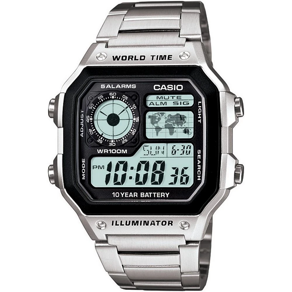 商品Casio|世界地图 男女通用 数字不锈钢手表39.5mm ,价格¥334,第1张图片