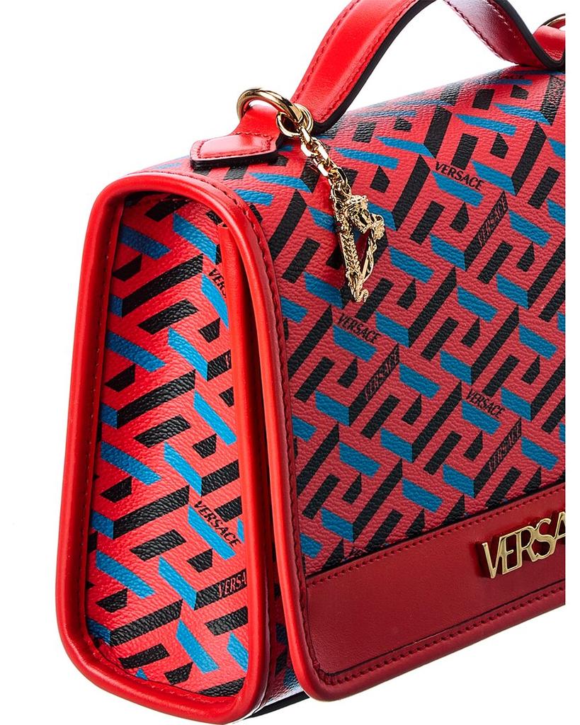 Versace La Greca Signature Coated Canvas & Leather Shoulder Bag商品第3张图片规格展示