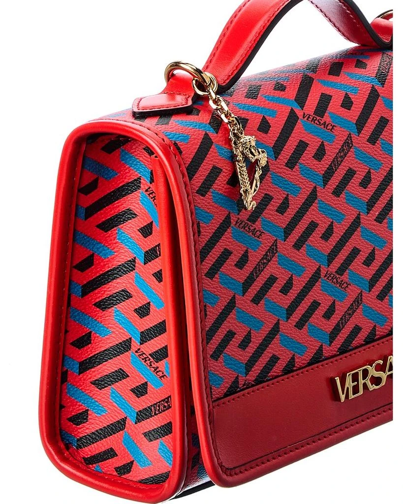 商品Versace|Versace La Greca Signature Coated Canvas & Leather Shoulder Bag,价格¥5834,第3张图片详细描述