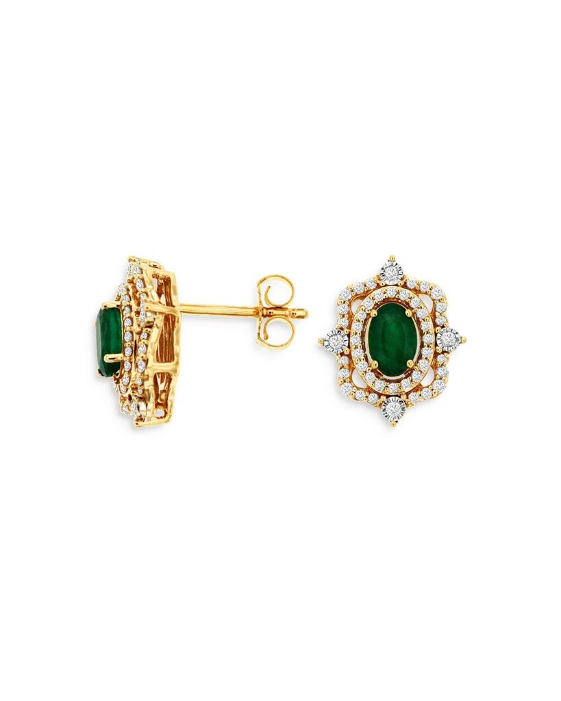 商品Bloomingdale's|Emerald & Diamond Art Deco Stud Earrings in 14K Yellow Gold - 100% Exclusive,价格¥10652,第1张图片详细描述