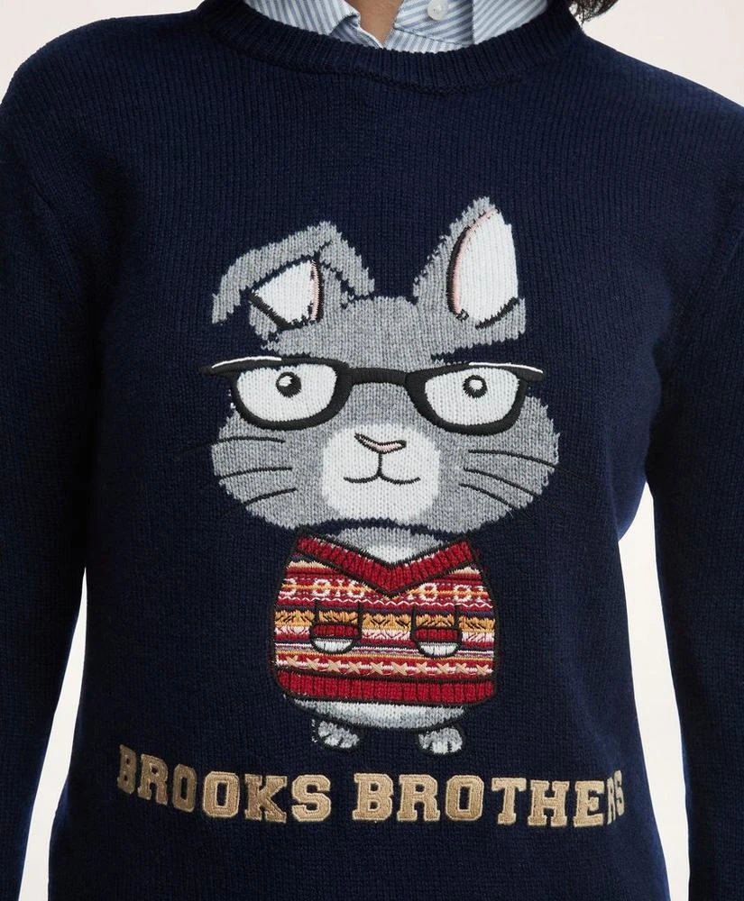 商品Brooks Brothers|Women's Lunar New Year Merino Wool Blend Intarsia Rabbit Sweater,价格¥659,第3张图片详细描述