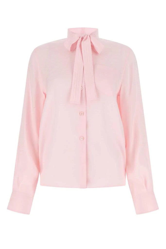 商品Prada|Prada Buttoned Tie Long-Sleeved Shirt,价格¥7569,第1张图片