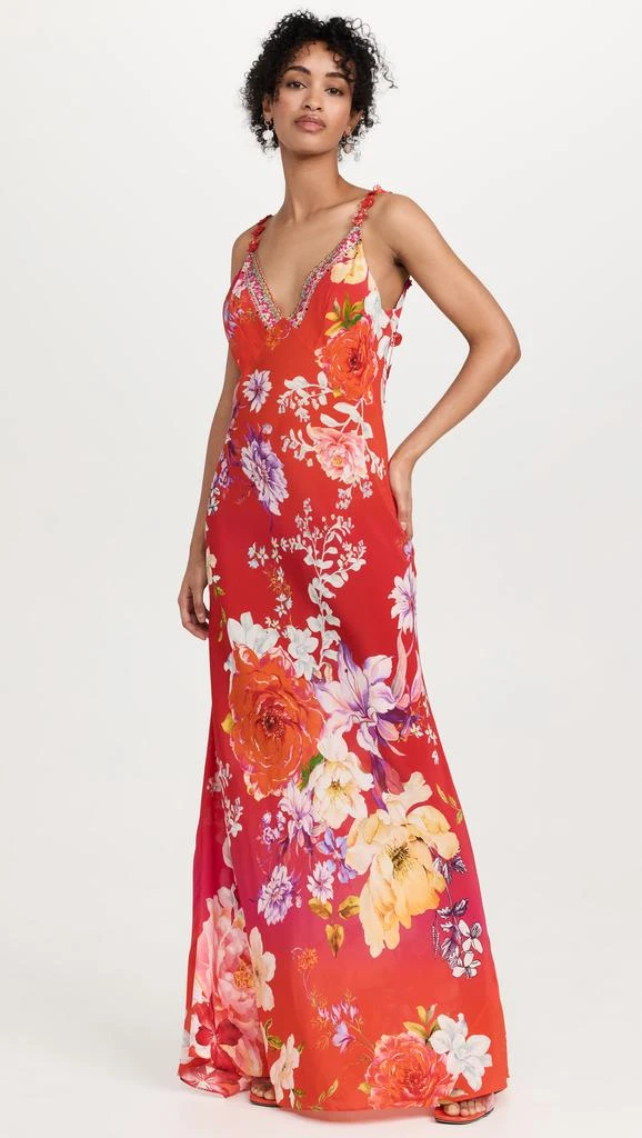 商品Camilla|V Neck Full Length Bias Slip Dress,价格¥2557,第4张图片详细描述