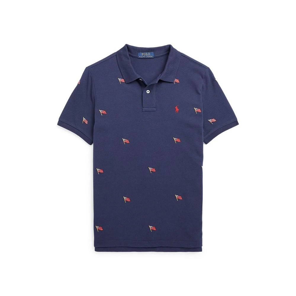 商品Ralph Lauren|Big Boys Flag-Embroidered Cotton Mesh Polo Shirt,价格¥226,第1张图片