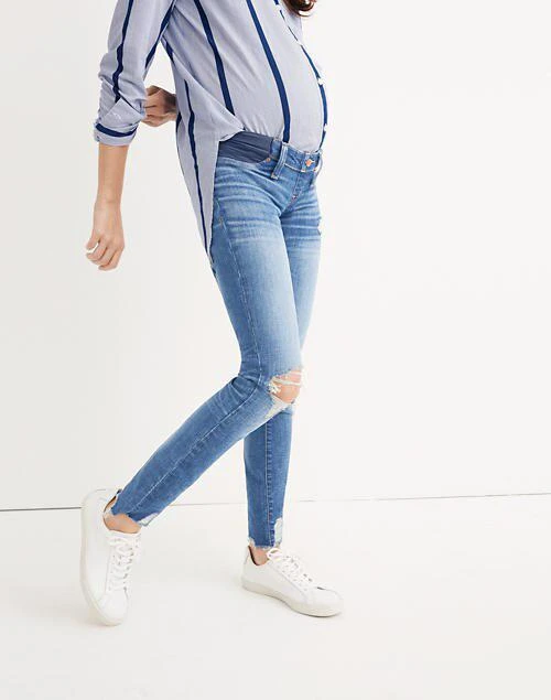 商品Madewell|Maternity Skinny Jeans: Knee-Rip Edition,价格¥714,第4张图片详细描述