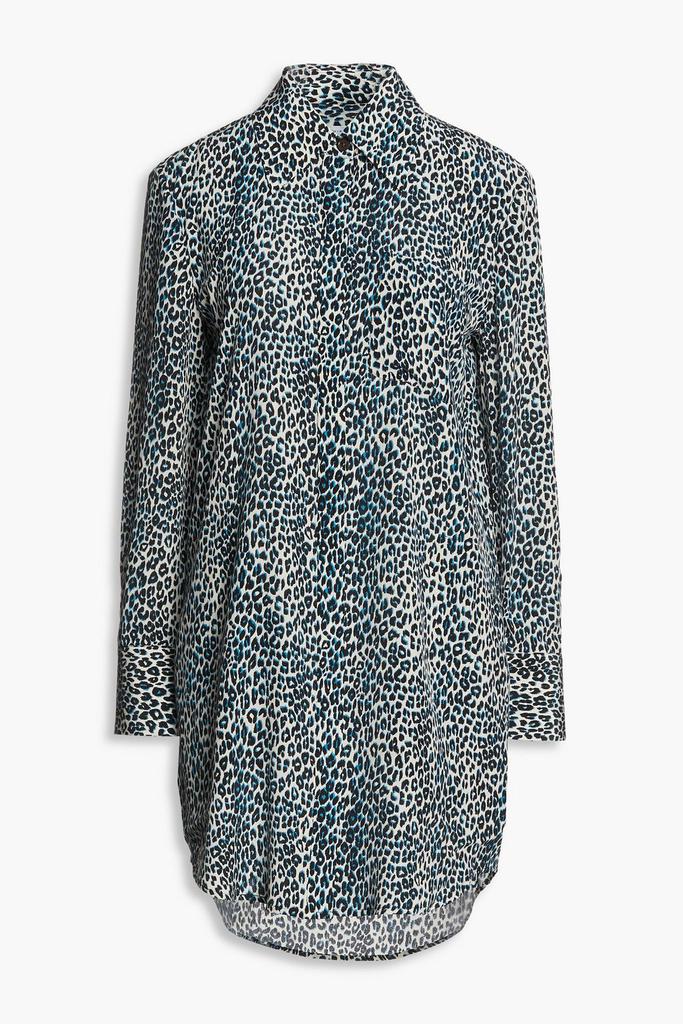 Scoutt leopard-print silk crepe de chine mini shirt dress商品第3张图片规格展示
