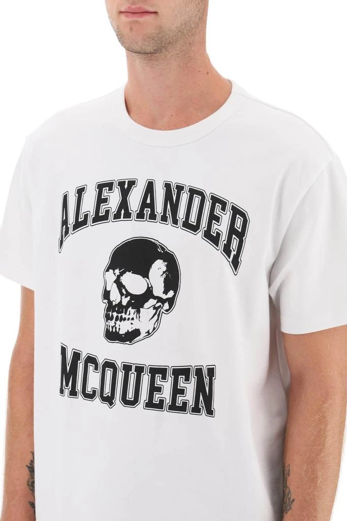 商品Alexander McQueen|T-shirt with varsity logo and skull print,价格¥1607,第5张图片详细描述