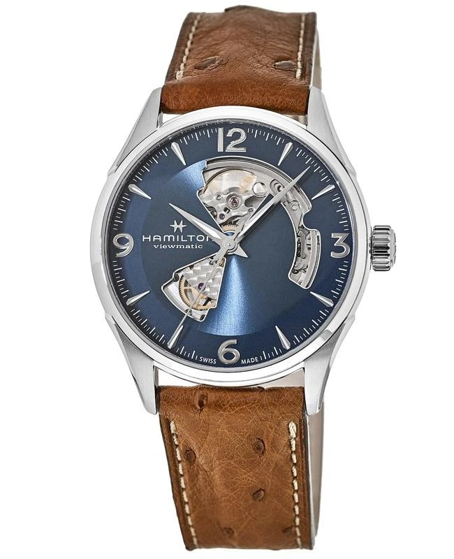 商品Hamilton|Hamilton Jazzmaster Open Heart Blue Dial Leather Strap Men's Watch H32705041,价格¥7701,第1张图片