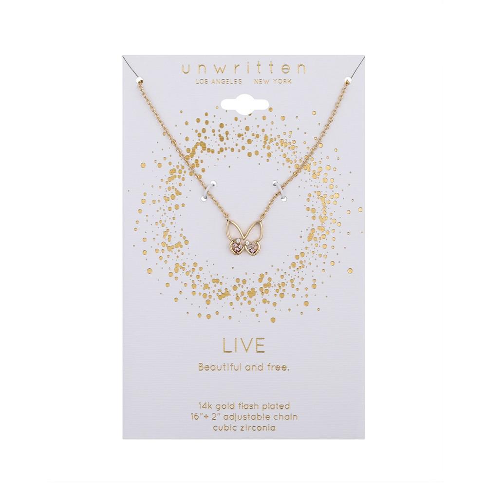 商品Unwritten|14k Gold Plated Multi Colored Cubic Zirconia Butterfly Necklace,价格¥194,第5张图片详细描述