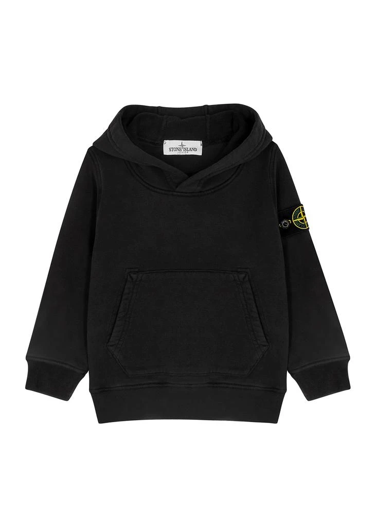 商品Stone Island|Black hooded cotton sweatshirt (2-4 years),价格¥1546,第1张图片