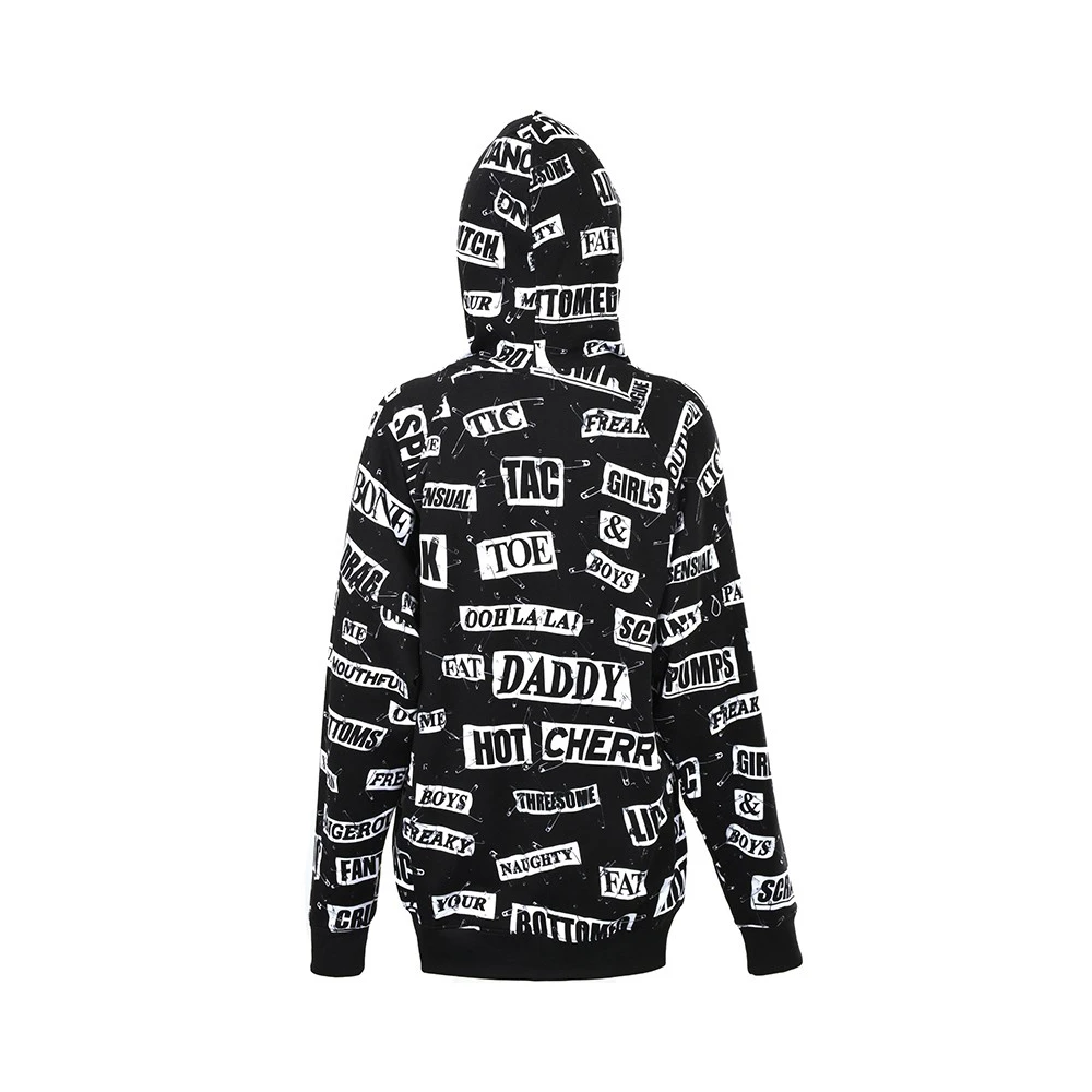 MOSCHINO 女士黑色别针字母印花拉链长袖连帽卫衣 EJ1710-5527-3555 商品