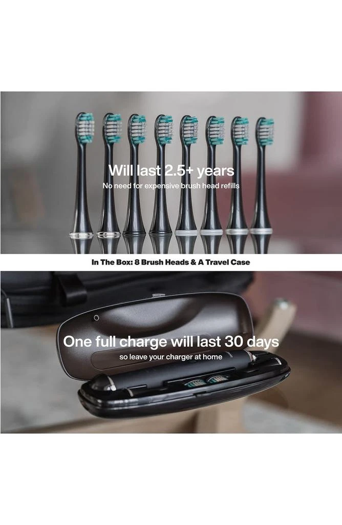 Black Series Toothbrush & Travel Case With 8 Dupont Brush Heads & Whitening Strips Set 商品