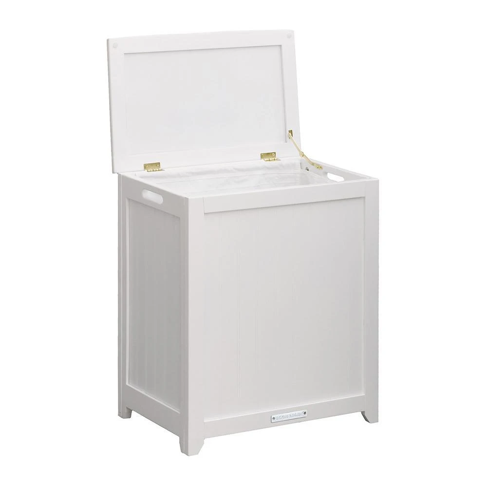 商品Oceanstar|Oceanstar White Finished Rectangular Laundry Wood Hamper with Interior Bag,价格¥993,第2张图片详细描述