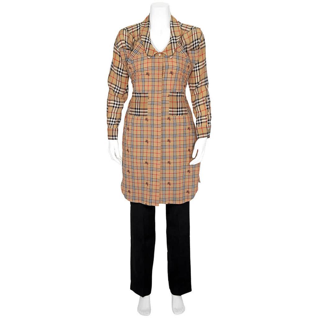 商品Burberry|Archive Beige Vintage Check Silk And Cotton Shirt Dress,价格¥11984,第1张图片