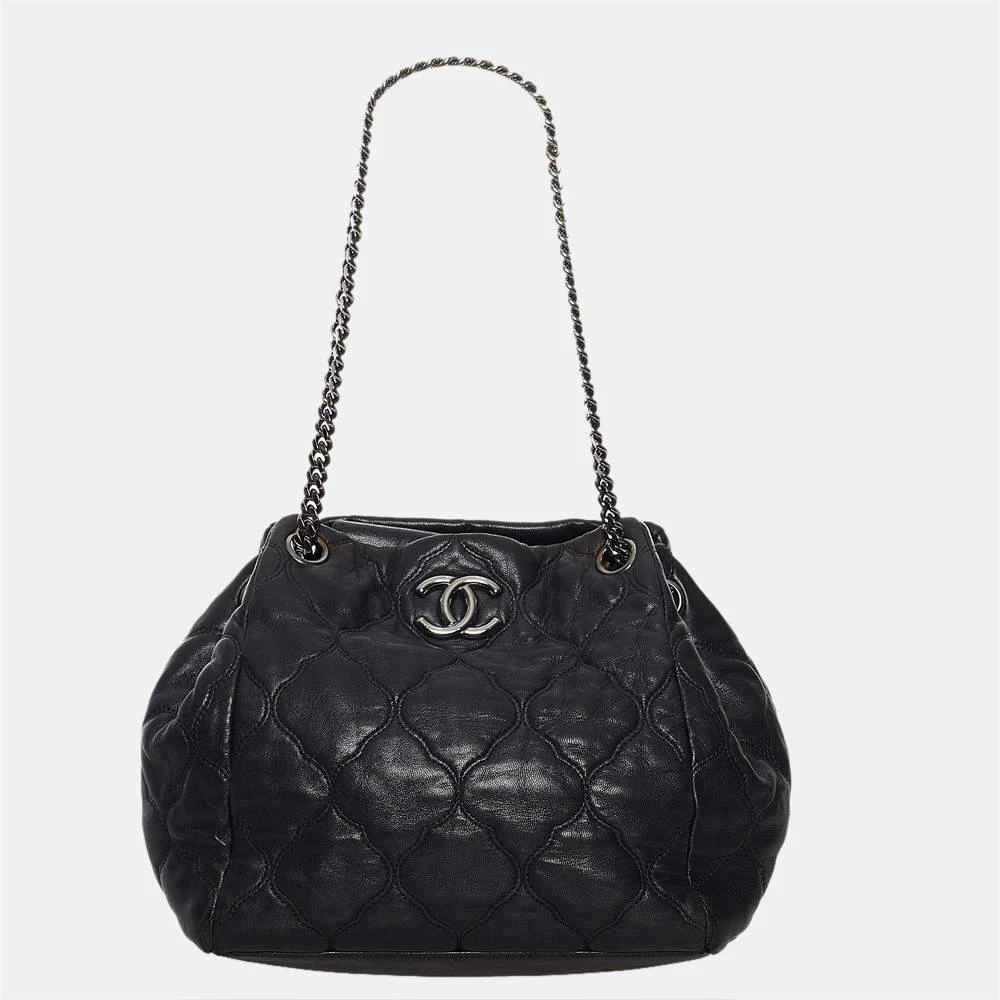 商品[二手商品] Chanel|Chanel Black Matelasse Lambskin Leather Shoulder Bag,价格¥20493,第1张图片