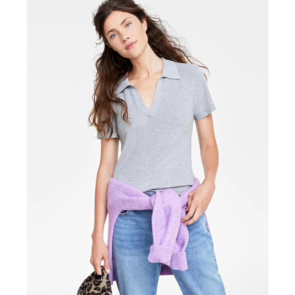 商品On 34th|Women's Collared Short-Sleeve Sweater, Created for Macy's,价格¥100,第1张图片