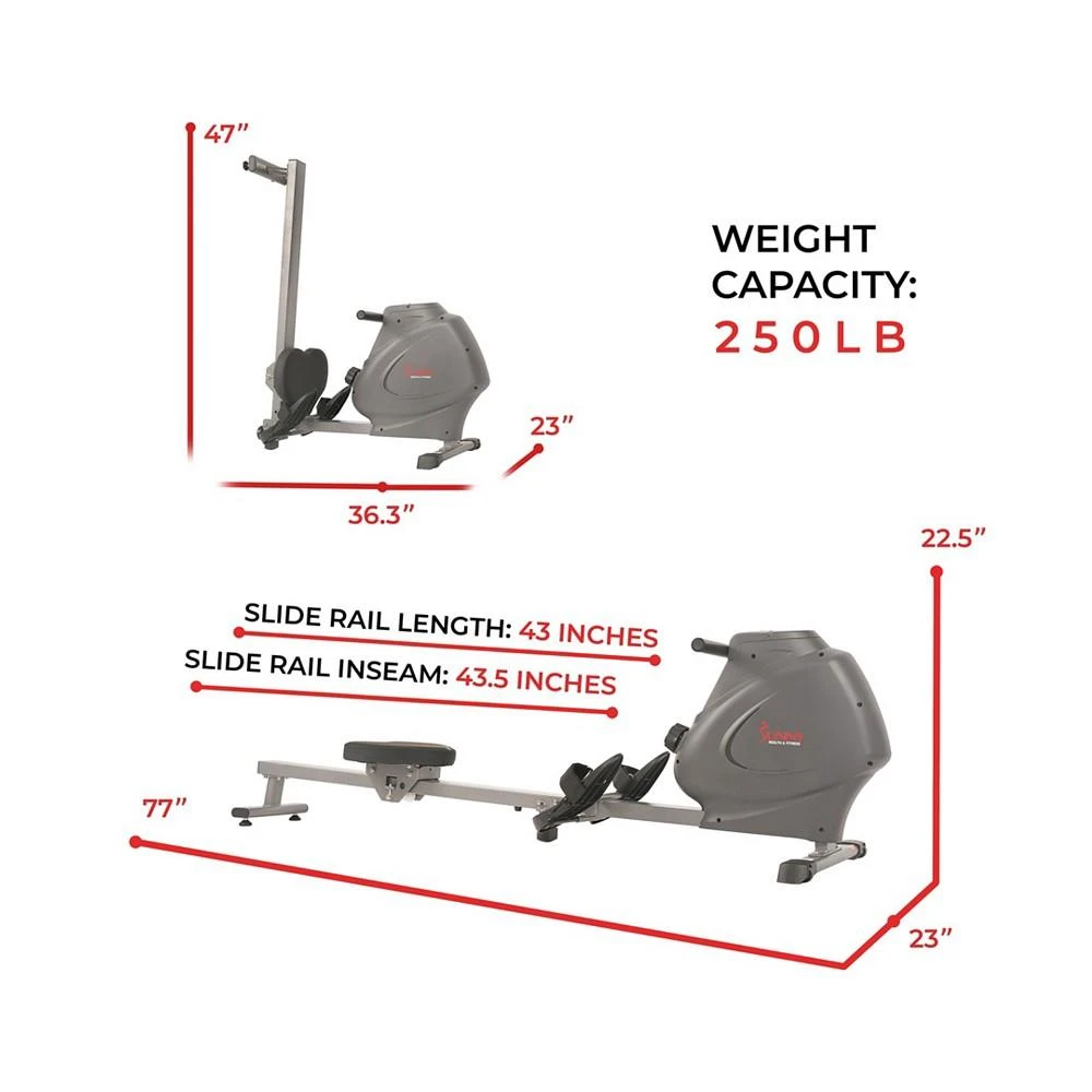 商品Sunny Health & Fitness|Sunny Health and Fitness SPM Magnetic Rowing Machine,价格¥2768,第3张图片详细描述