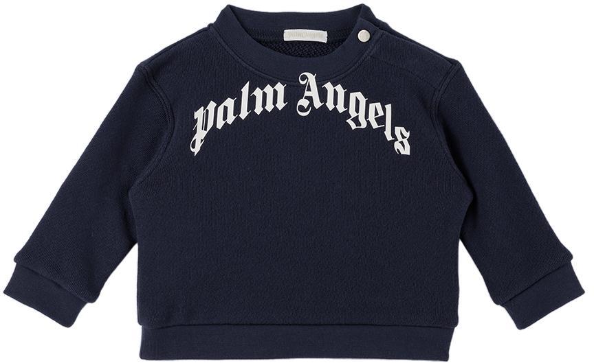 商品Palm Angels|Baby Navy Cotton Sweatshirt,价格¥1668,第1张图片