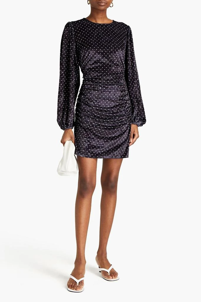 商品Ganni|Ruched polka-dot velvet mini dress,价格¥550,第4张图片详细描述