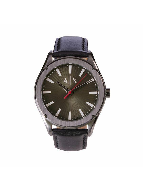 Armani Exchange Mens Fitz AX2806 Grey Leather Japanese Quartz Fashion Watch ONE SIZE商品第1张图片规格展示