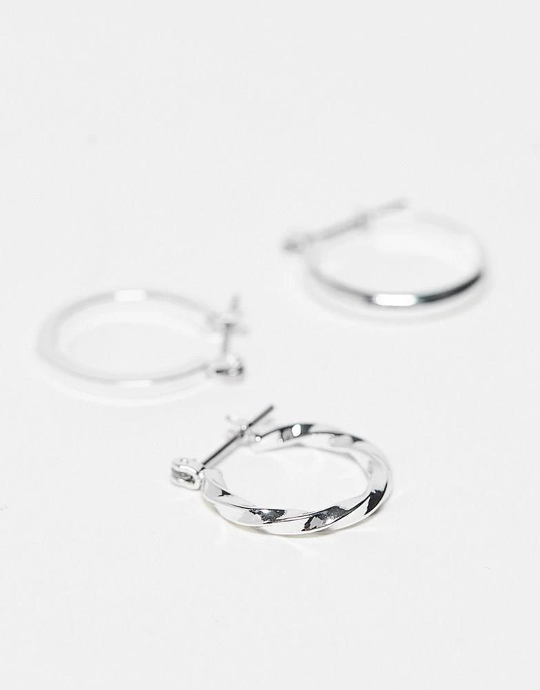 商品ASOS|ASOS DESIGN pack of 3 20mm hoop earrings in silver,价格¥46,第2张图片详细描述