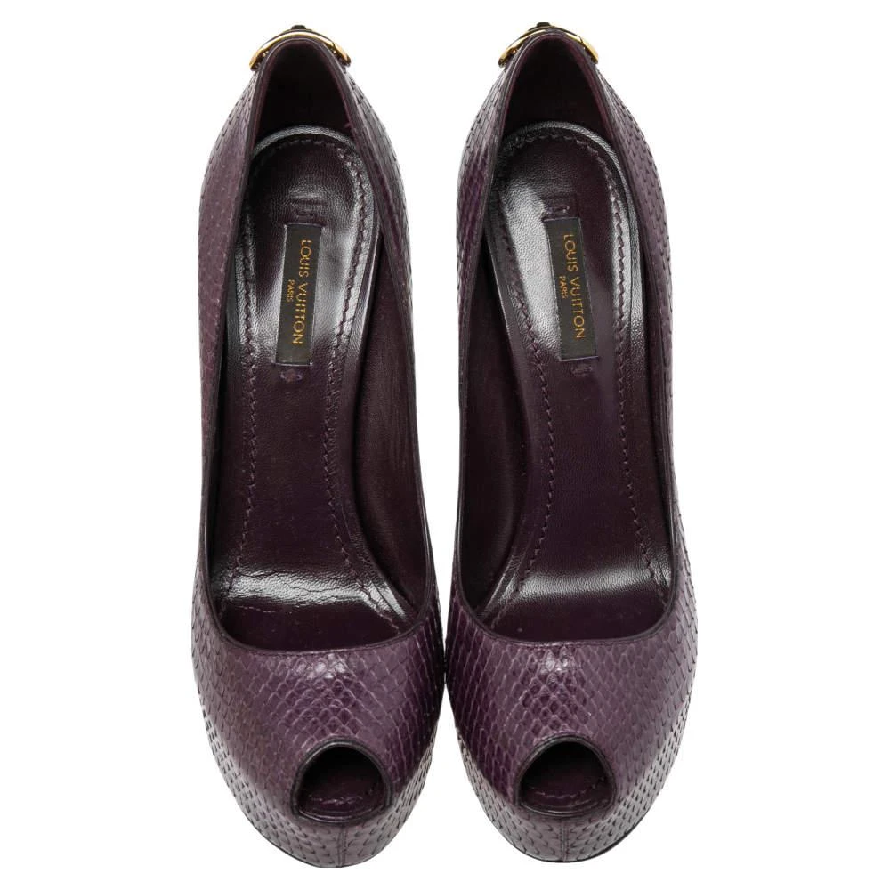 商品[二手商品] Louis Vuitton|Louis Vuitton Purple Python Oh Really! Peep Toe Platform Pumps Size 36.5,价格¥3292,第3张图片详细描述