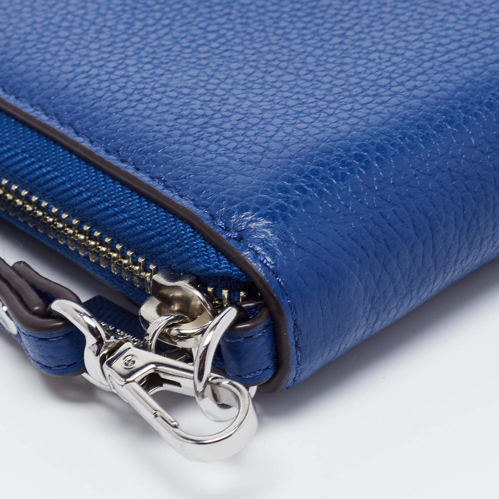 Michael Kors Blue Leather Jet Set Zip Around Wristlet Wallet商品第10张图片规格展示