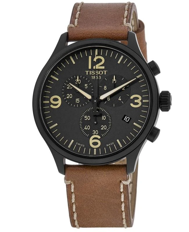 商品Tissot|Tissot Chrono XL Classic Black Dial Brown Leather Strap Men's Watch T116.617.36.057.00,价格¥2207,第1张图片