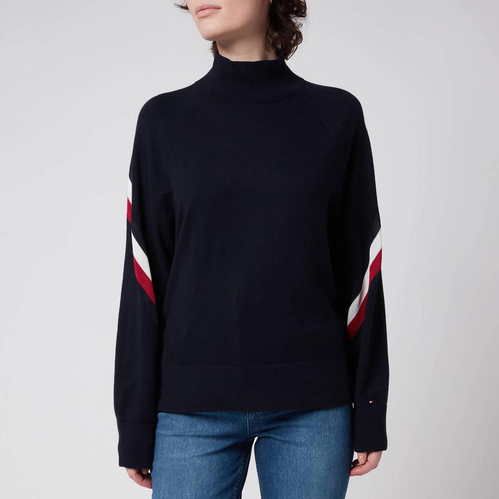 Tommy Hilfiger Women's Global Stripe Mock-Neck Sweatshirt - Desert Sky商品第1张图片规格展示