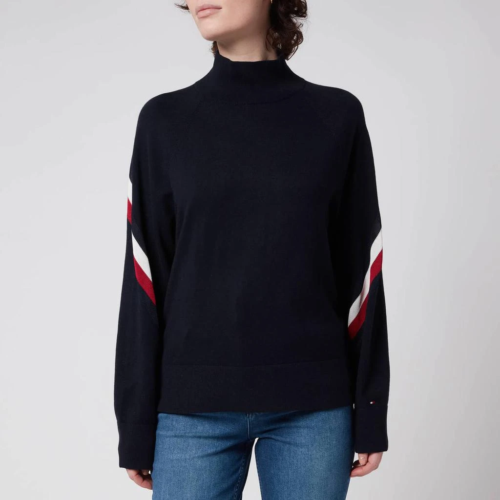 商品Tommy Hilfiger|Tommy Hilfiger Women's Global Stripe Mock-Neck Sweatshirt - Desert Sky,价格¥712,第1张图片