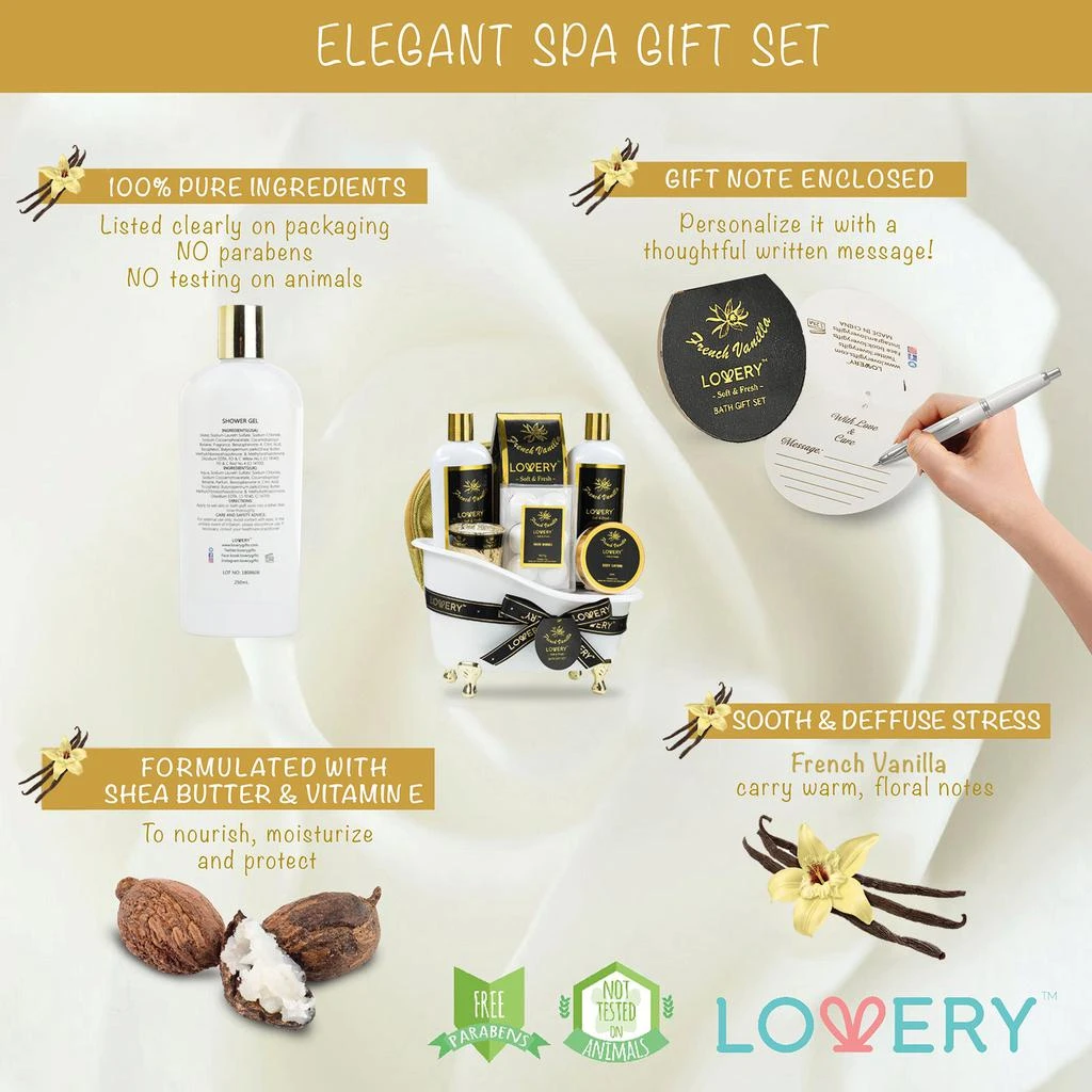 商品Lovery|French Vanilla Bath & Body Spa Gift 14-Piece Set,价格¥373,第2张图片详细描述