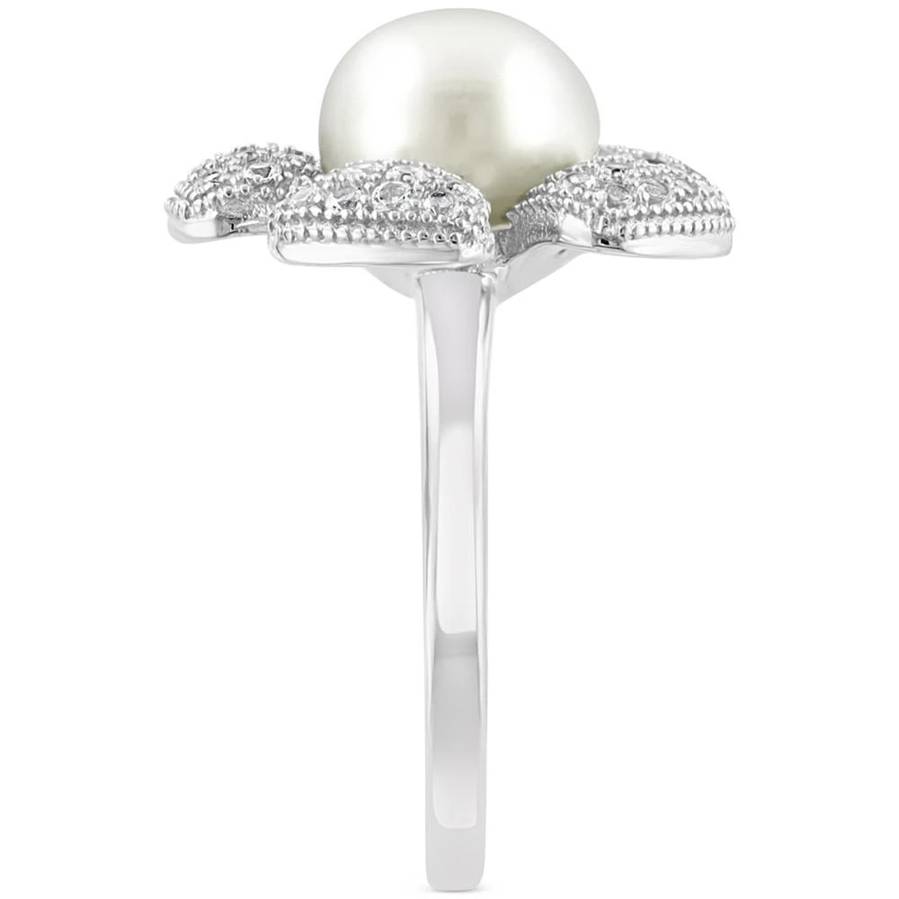 商品Effy|EFFY® Cultured Freshwater Pearl (10mm) & White Topaz (1/2 ct. t.w.) Flower Ring in Sterling Silver,价格¥1043,第5张图片详细描述