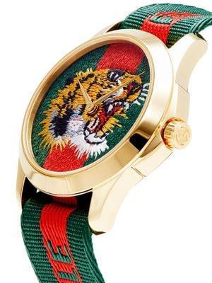 商品Gucci|38MM Goldtone Stainless Steel & Textile Strap Watch,价格¥3891,第5张图片详细描述