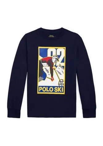 商品Ralph Lauren|Lauren Childrenswear Boys 8 20 Polo Ski Cotton Long Sleeve Graphic T Shirt,价格¥342,第1张图片