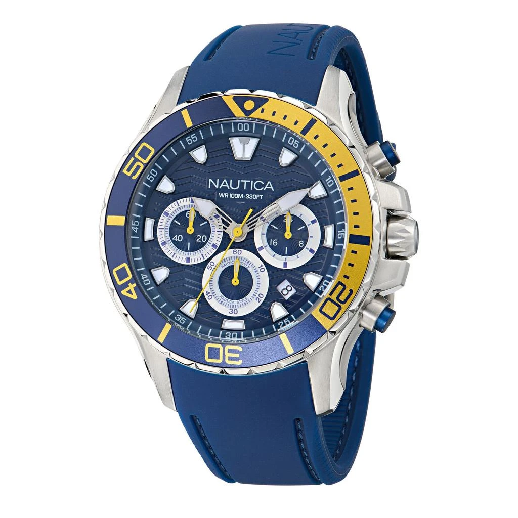 商品Nautica|Mens Nst Chronograph Silicone Watch,价格¥1496,第1张图片