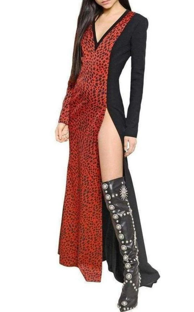 商品Fausto Puglisi|Red Leopard Print Stretch Silk Gown,价格¥3037,第3张图片详细描述